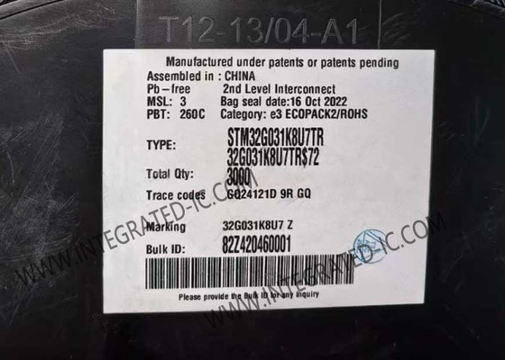 STM32G031K8U7TR Μικροελεγκτής MCU υψηλής απόδοσης Arm Cortex-M0+ 32-bit Mainstream MCU