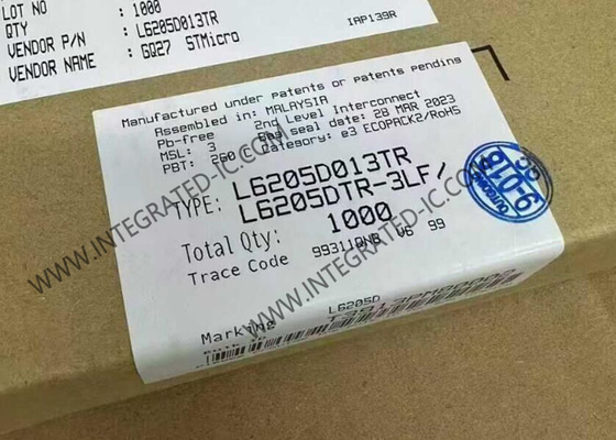 L6205D013TR Τσιπ ολοκληρωμένου κυκλώματος DMOS Δύο πλήρεις οδηγοί γέφυρας SOIC20 Οδηγοί κινητήρων
