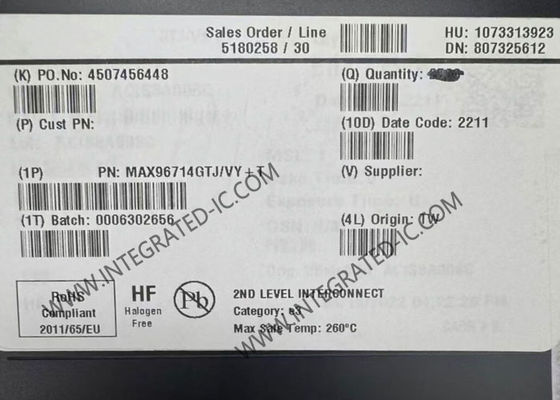 Συμπληρωμένο κύκλωμα MAX96714GTJ/VY Single GMSL1 έως CSI-2 Deserializer