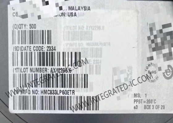 Ολοκληρωμένο Κύκλωμα HMC833LP6GETR PLL με εύρος 25 MHz έως 6 GHz, ρυθμό ανιχνευτή φάσης 100 MHz και πακέτο SMT 40 ακίδων 6x6 mm