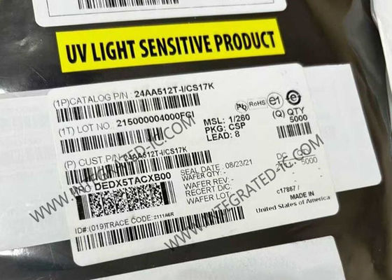 24AA512T-I/CS17K 512Kbit 1.7V έως 5.5V 400 kHz Μνήμη IC Chip Serial EEPROM με Διασύνδεση I2C
