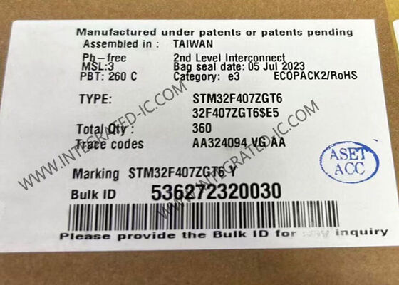 1MB τριανταδυάμπιτοι μικροελεγκτές ενιαίος-πυρήνων τσιπ STM32F407ZGT6 ολοκληρωμένων κυκλωμάτων ΛΑΜΨΗΣ