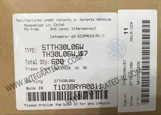STTH30L06W Τσιπ ολοκληρωμένου κυκλώματος 600V 30A Ultra Fast Recovery Rectifier DO-247-2 Package