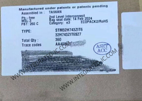 Ολοκληρωμένο κύκλωμα 144-LQFP μικροελεγκτών ενιαίος-πυρήνων 480MHz 2MB 2-κομματιών τσιπ STM32H743ZIT6 ολοκληρωμένων κυκλωμάτων