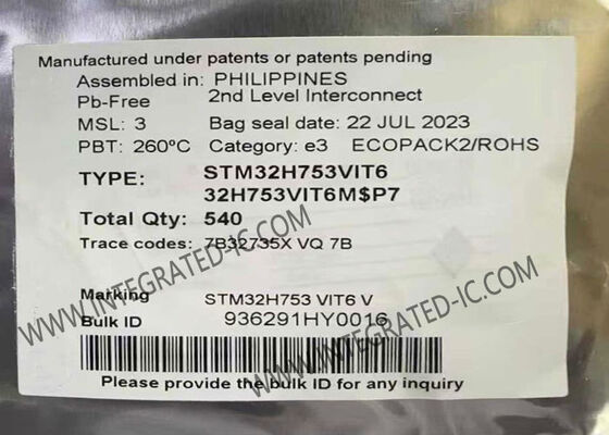 Μικροελεγκτής STM32H753VIT6 MCU 480MHz ARM Cortex με 2 Ελεγκτές CAN σε πακέτο 100-LQFP