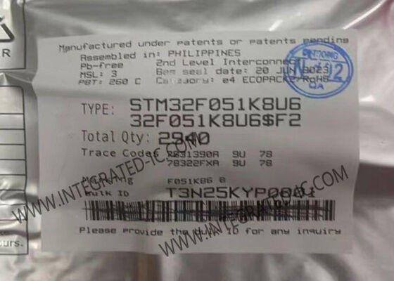 STM32F051K8U6 32-Bit Μικροελεγκτής MCU με CPU 48 MHz για Κύριες Ενσωματωμένες Εφαρμογές