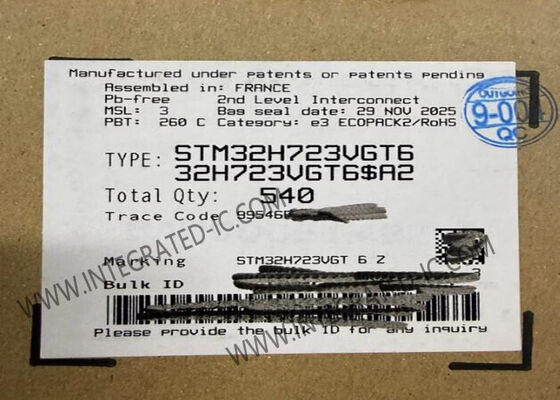 STM32H723VGT6 Μικροελεγκτής ARM Cortex-M7 MCU 550MHz 1MB FLASH 80 GPIO LQFP-100 IC