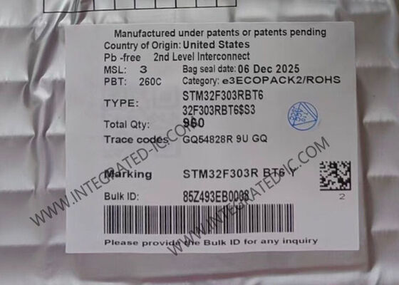 Μικροελεγκτής STM32F303RBT6 MCU 72 MHz 128KB Flash Ενσωματωμένος MCU LQFP-64