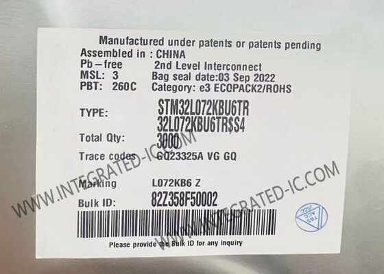 Μικροελεγκτής STM32L072KBU6TR MCU Μονοπύρηνος 32MHz Εξαιρετικά χαμηλής κατανάλωσης Arm Cortex-M0+ MCU