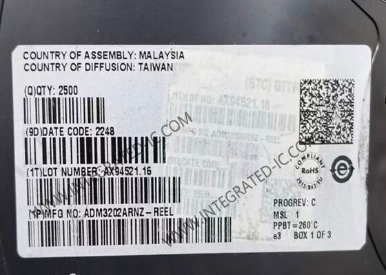 ADM3202ARNZ Ολοκληρωμένο Κύκλωμα Τσιπ Διεπαφών Υψηλής Ταχύτητας 2 Καναλιών RS232/V.28