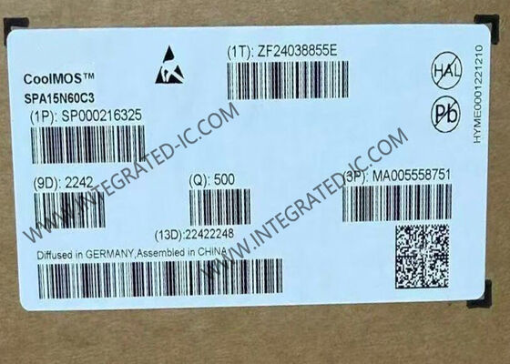 SPA15N60C3 CoolMOSTM Power Transistor με τάση πηγής αποστράγγισης 650V, συνεχές ρεύμα αποστράγγισης 15A και αντίσταση λειτουργίας 280mOhm στο πακέτο TO-220FP-3