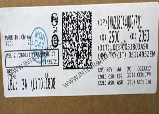 INA2180A4QDGKRQ1 26V 350kHz Τσιπ ολοκληρωμένου κυκλώματος αυτοκινητοβιομηχανικής κλάσης διπλού καναλιού ενισχυτή σήμανσης ρεύματος