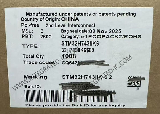 Μικροελεγκτής MCU STM32H743IIK6 Υψηλής απόδοσης 2MB 480 MHz ARM Μικροελεγκτές