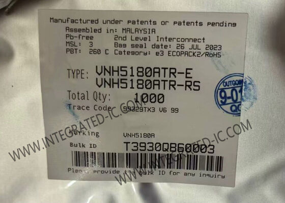 VNH5180ATR Συνολικού κυκλώματος Chip Power MOSFET Παράλληλος οδηγός κινητήρα