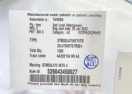 80MHz Μικροελεγκτής MCU STM32L475VET6TR 32-bit Μικροελεγκτής IC 100-LQFP