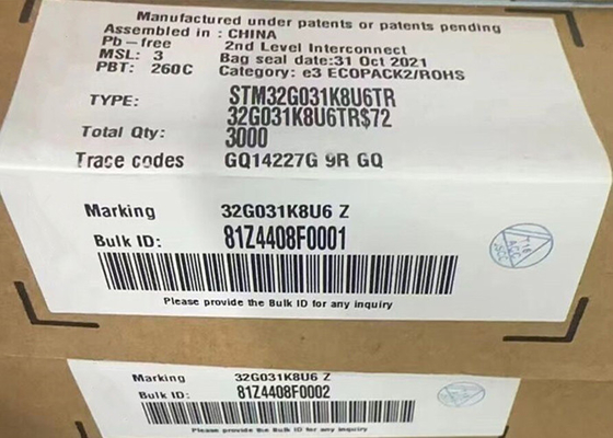 Μικροελεγκτής MCU STM32G031K8U6TR Μικροελεγκτές μονοπυρηνικών 32-bit IC 32-UFQFN