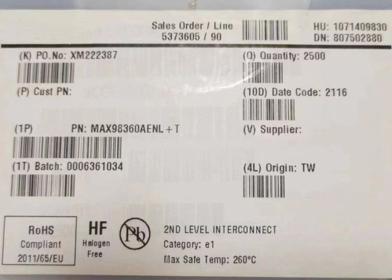 Συμπληρωμένο κύκλωμα MAX98360AENL 1 κανάλι Ακουστικός ενισχυτής κλάσης D 9-XFBGA