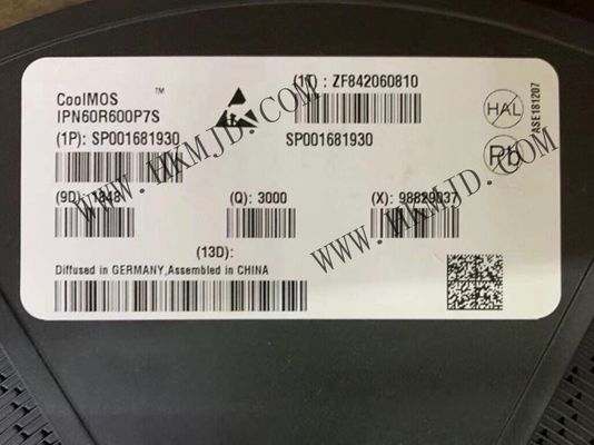 Συμπληρωμένο κύκλωμα Chip IPN60R600P7S 7W Single MOSFET Τρανζίστορες TO-261-4