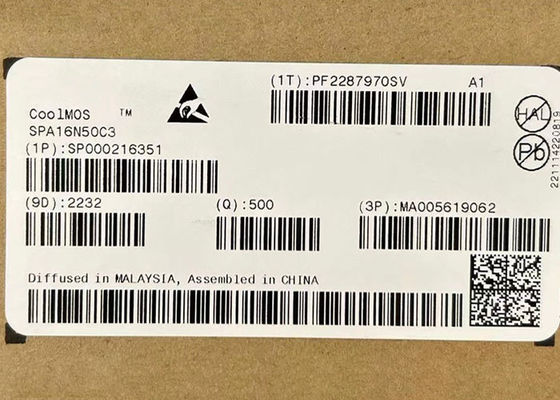 Συμπληρωμένο κύκλωμα chip SPA16N50C3 560V N-Channel Power MOSFET Τρανζίστορα TO-220-3