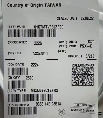 MC33897CTEFR2 Τσιπ ολοκληρωμένου κυκλώματος 500mV Single-Wire Can Transceiver SOIC-14
