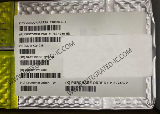 Συμπληρωμένο κύκλωμα Τσιπ FT600Q-B-T 1.65V έως 3.6V QFN56 USB Bridge Controller