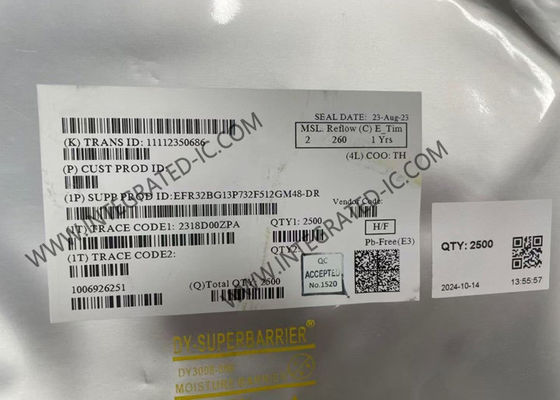 EFR32BG13P732F512GM48-DR BT IC 2.4GHz Bluetooth SoC με ισχύ εξόδου 19 dBm και ARM Cortex M4 Core