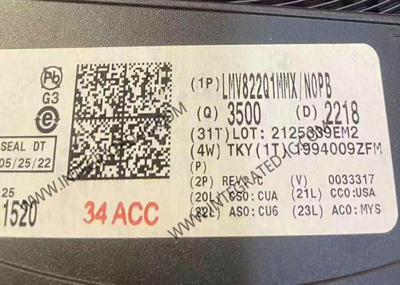 LMV822Q1MMX Τσιπ ολοκληρωμένου κυκλώματος Αυτοκινητοβιομηχανική διπλή 5.5V 5.6MHz 40mA RRO λειτουργικός ενισχυτής