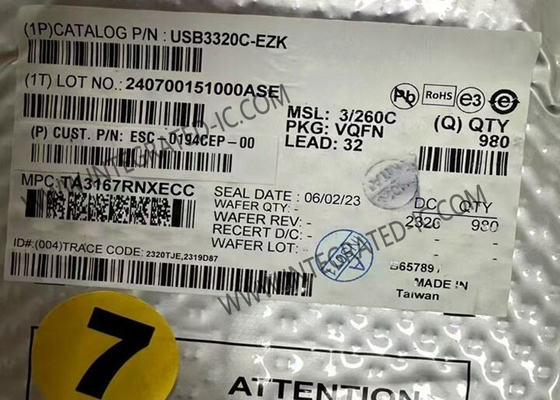 USB3320C-EZK Integrated Circuit Chip Highly Integrated Full Featured Hi-Speed USB 2.0 ULPI Transceiver Ηλεκτρονική συσκευή μεταφοράς υψηλής ταχύτητας