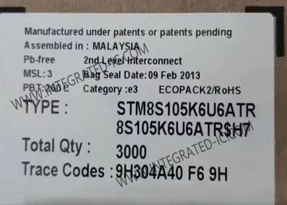STM8S105K6U6ATR Μικροελεγκτής MCU 16MHz Mainstream Access Line 8-Bit MCU UFQFN-32