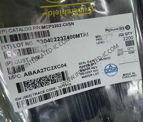 MCP3202-CI/SN Τσιπ ολοκληρωμένου κυκλώματος 12-Bit 100kSPS Δύο κανάλια αναλογικά σε ψηφιακούς μετατροπείς