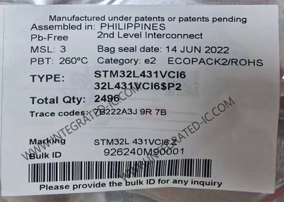 STM32L431VCI6 Μικροελεγκτής MCU ARM Μικροελεγκτές 80MHz Ενσωματωμένο MCU UFBGA100