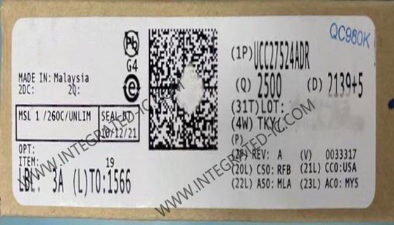 UCC27524ADR Συμπληρωματικό κύκλωμα τσιπ υψηλής ταχύτητας χαμηλής πλευρικής οδήγησης πύλης με αρνητική δυναμική τάσης εισόδου
