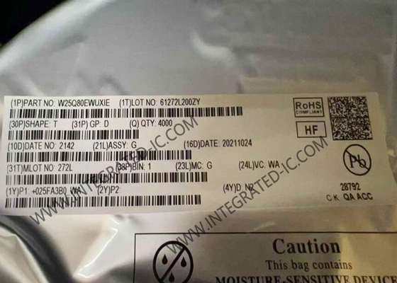 W25Q80EWUXIE Μνήμη IC Chip 1.8V 8M-Bit Serial Flash Memory USON-8 Πακέτο