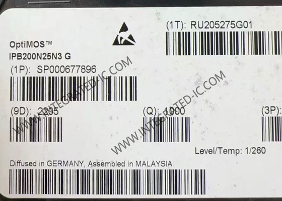 Συμπληρωμένο κύκλωμα Chip IPB200N25N3G 250V OptiMOSTM N-Channel Power MOSFET Τρανζίστορα