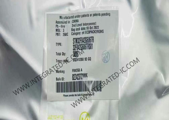 Μικροελεγκτής MCU STM32F042G6U6TR Μέχρι 48MHz 32-bit RISC Core μικροελεγκτές