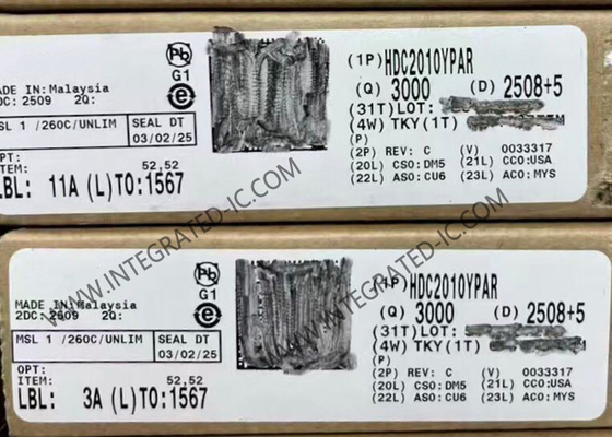 HDC2010YPAR αισθητήρας IC 50nA χαμηλής ισχύος υγρασία και θερμοκρασία ψηφιακοί αισθητήρες DSBGA6