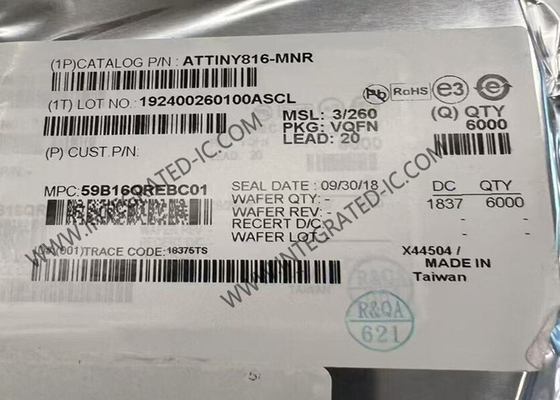 ATTINY816-MNR Μικροελεγκτής MCU 8-Bit AVR Μικροελεγκτές 20MHz TinyAVR 1-Series MCU