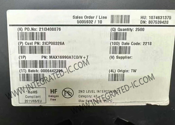 Συμπληρωμένο κύκλωμα τσιπ MAX16990ATCD 36V 2.5MHz Αυτοκινητοβιομηχανικοί ελεγκτές ενίσχυσης