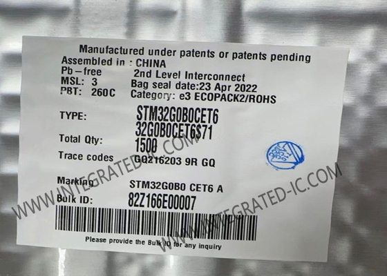 STM32G0B0CET6 τριανταδυάμπιτο ολοκληρωμένο κύκλωμα μικροελεγκτών ενιαίος-πυρήνων 64MHz ενσωματωμένο 512KB
