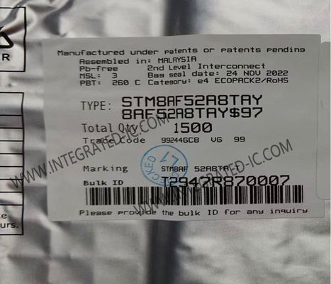 STM8AF52A8TAY Μικροελεγκτής MCU 8Bit Μικροελεγκτές 24MHz Αυτοκινήτων 8Bit MCU