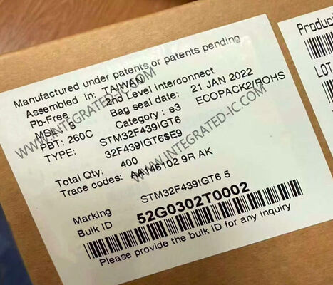 Μικροελεγκτής STM32F439IGT6 MCU με πακέτο LQFP-176, 12-bit ADC και τάση I/O 3.3V Ενσωματωμένοι Επεξεργαστές Chip