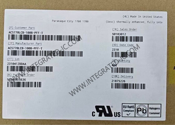 ACS770LCB-100B-PFF-T 1-Κανάλι Πλήρως Ολοκληρωμένο Ολοκληρωμένο Κύκλωμα Αισθητήρα Ρεύματος