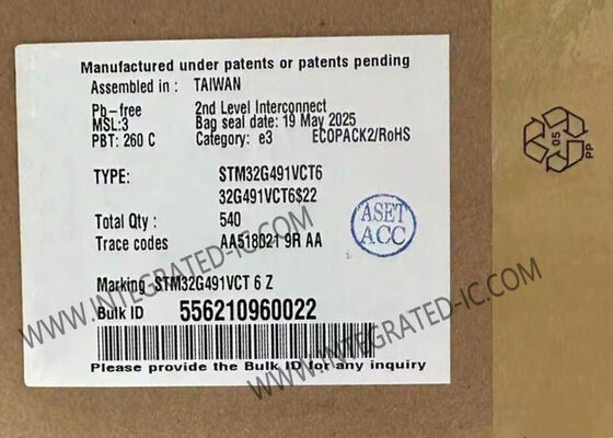 STM32G491VCT6 Μικροελεγκτής MCU Μέχρι 170MHz 32-bit ARM Cortex-M4 MCU LQFP-100