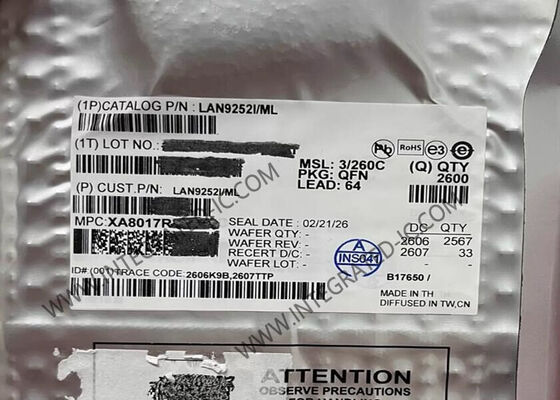 LAN9252I/ML Ethernet IC EtherCAT Slave Controller για βιομηχανικές εφαρμογές QFN-64